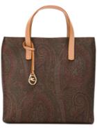 Etro Paisley Print Tote Bag, Women's, Brown, Leather