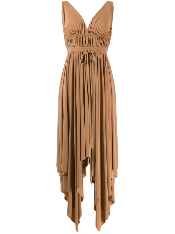 Norma Kamali Asymmetric Pleated Dress - Neutrals