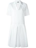 Jil Sander Navy Shortsleeved Midi Dress, Women's, Size: 40, White, Cotton/spandex/elastane/acetate/cupro