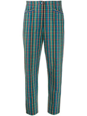 Kenzo Vintage 1990's Checked Tapered Trousers - Green