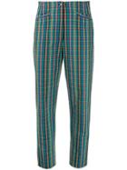 Kenzo Vintage 1990's Checked Tapered Trousers - Green