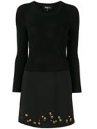 Paule Ka Gemstone-embellished Knit Dress - Black
