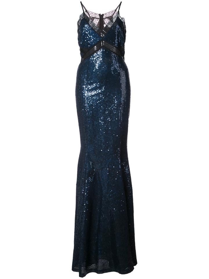 Zac Zac Posen Leila Sequinned Gown - Blue