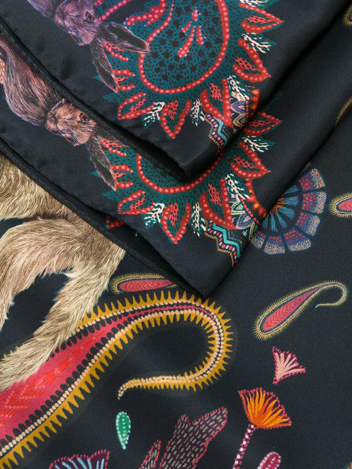Ps By Paul Smith - Printed Monkey Scarf - Men - Silk - One Size, Black, Silk