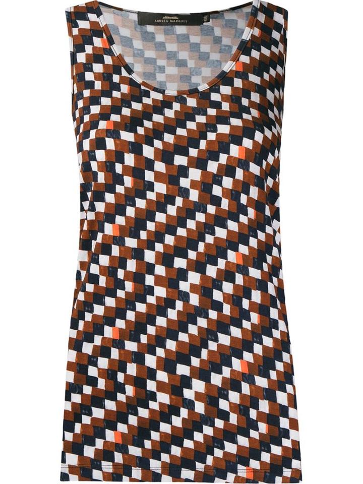 Andrea Marques Geometric Print Tank Top