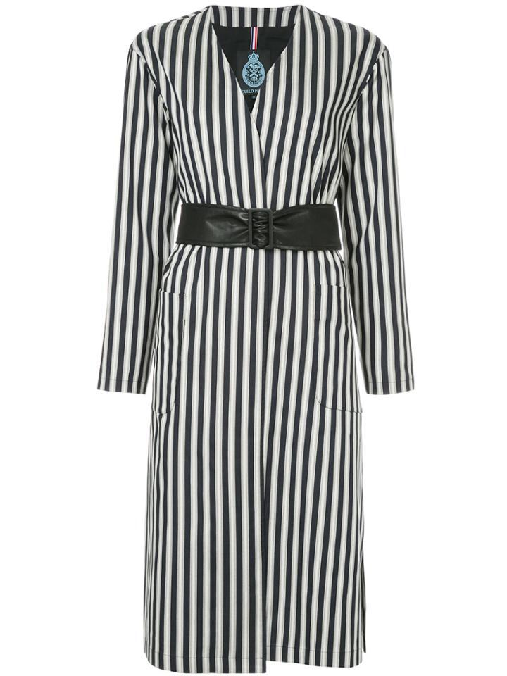 Guild Prime Striped Belted Coat - Black