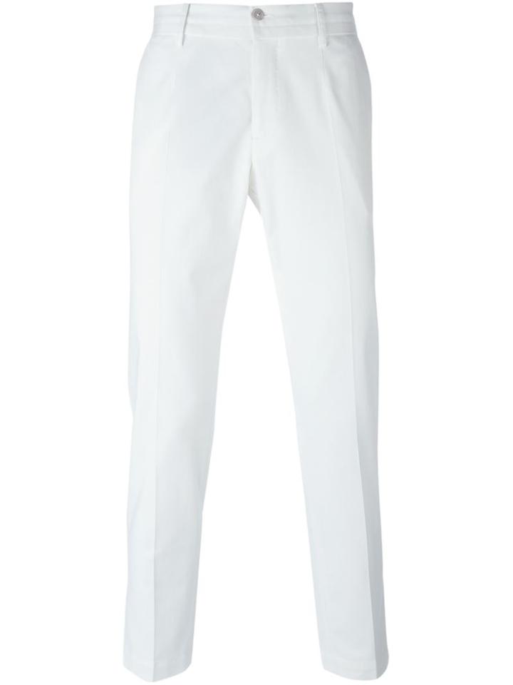 Dolce & Gabbana Classic Chinos, Men's, Size: 48, White, Cotton/spandex/elastane