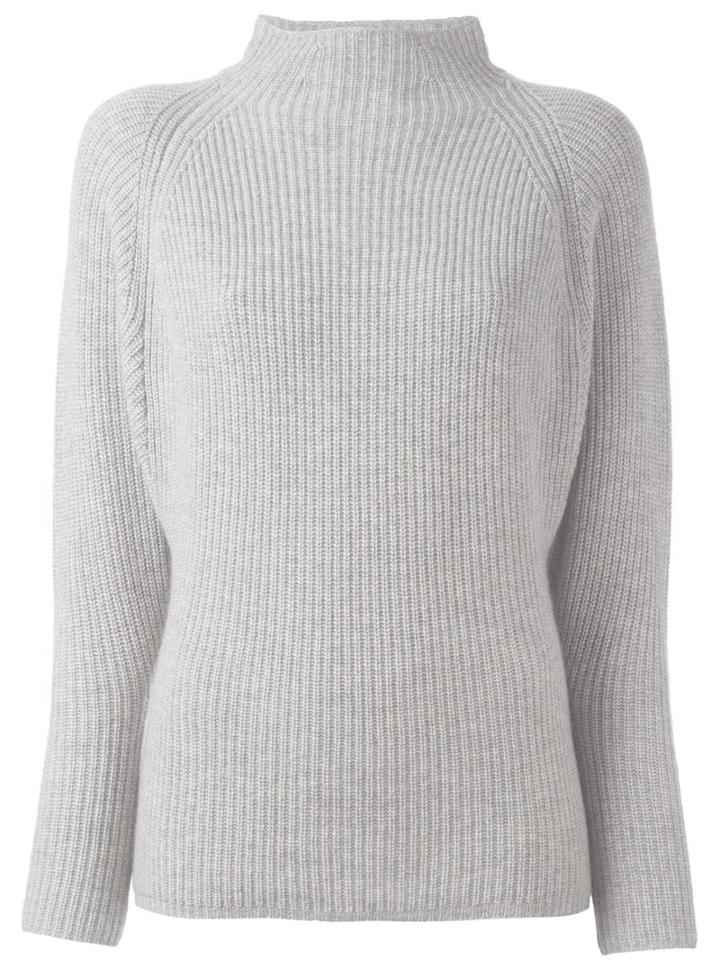Polo Ralph Lauren High Neck Ribbed Jumper, Women's, Size: Medium, Grey, Cashmere/wool