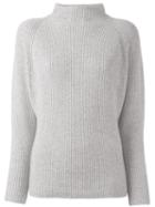 Polo Ralph Lauren High Neck Ribbed Jumper, Women's, Size: Medium, Grey, Cashmere/wool