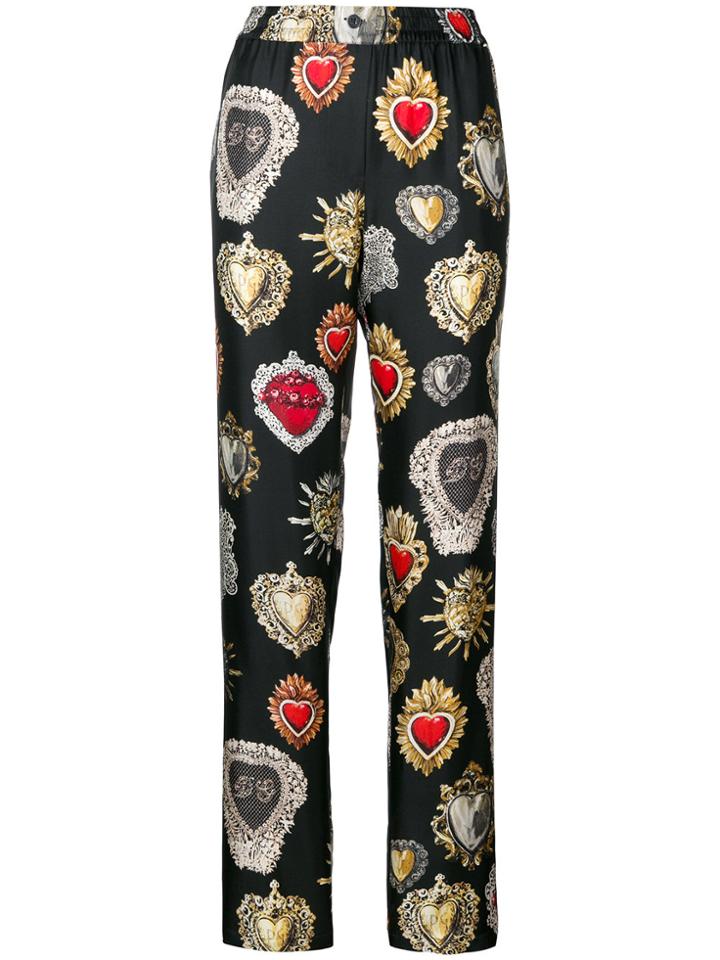 Dolce & Gabbana Sacred Heart Printed Trousers - Black