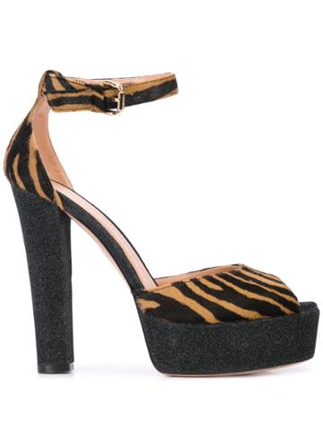 Madison. Maison Zebra Platform Sandals - Black