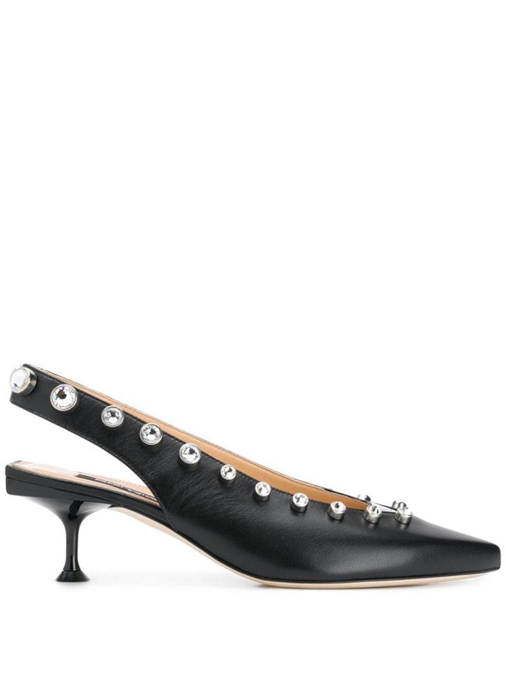 Sergio Rossi Crystal Embellished Sr Milano Pumps - Black