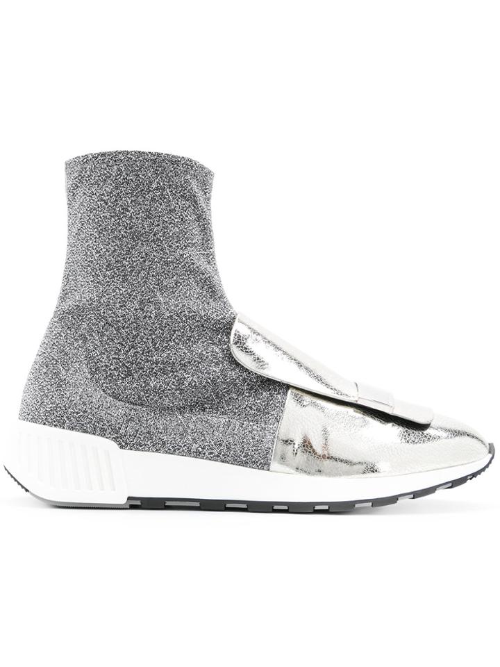 Sergio Rossi Metallic Sock-style Sneakers