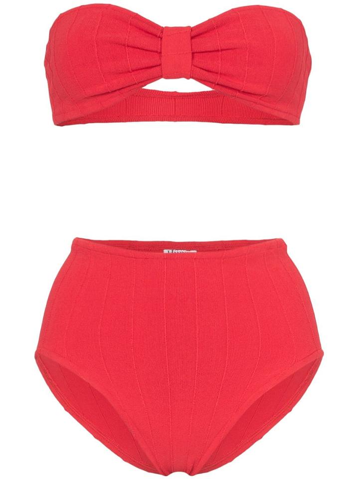 Hunza G Domino Strapless Ribbed Bikini - Red