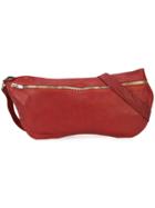 Guidi Top Zip Half Moon Satchel Messenger Bag - Red