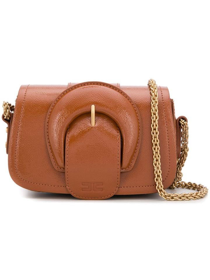 Elisabetta Franchi Maxi Buckle Mini Bag - Brown
