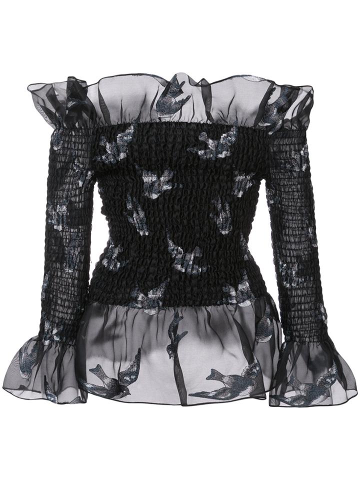 Christian Siriano Smoked Off-the-shoulder Top - Black