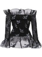 Christian Siriano Smoked Off-the-shoulder Top - Black