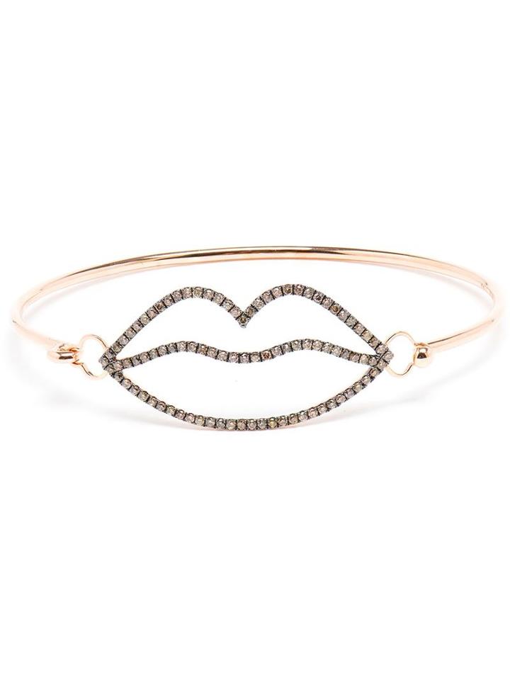 Rosa De La Cruz 'lips' 18kt Rose Gold And Brown Diamond Bangle