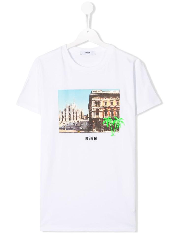 Msgm Kids Contrast Logo T-shirt - White
