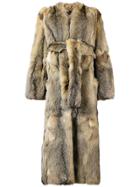 Liska Arimova Belted Fur Coat - Nude & Neutrals