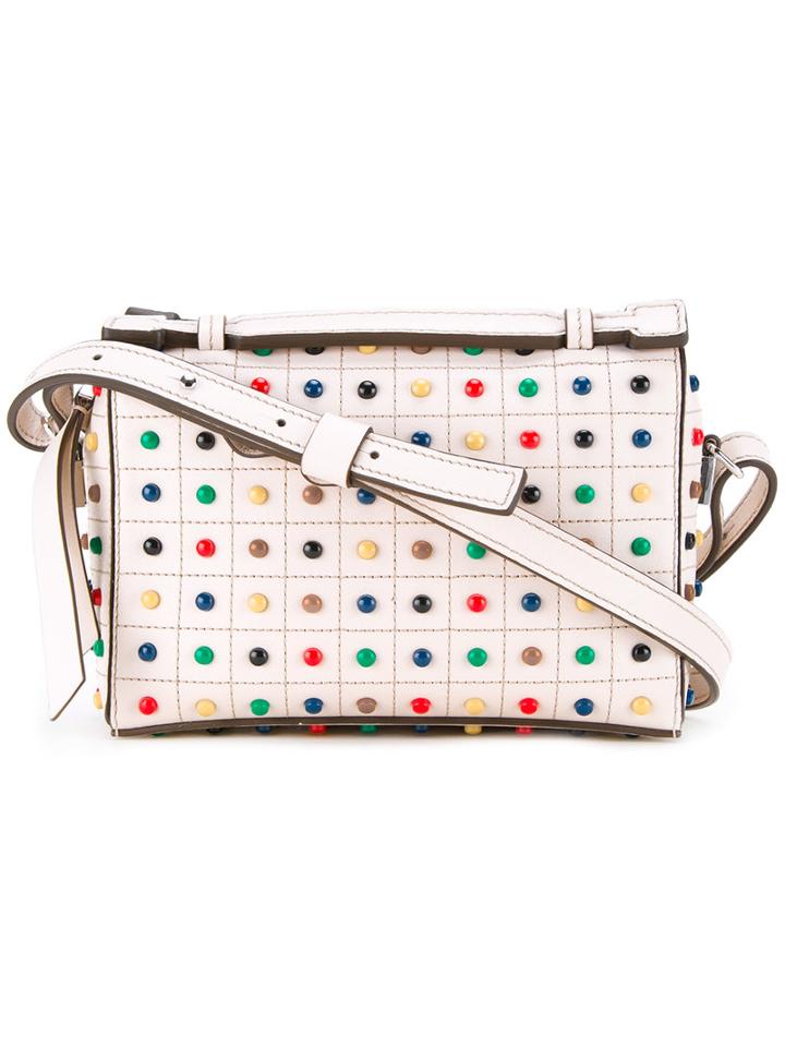 Tod's Studded Crossbody Bag, Women's, White, Calf Leather
