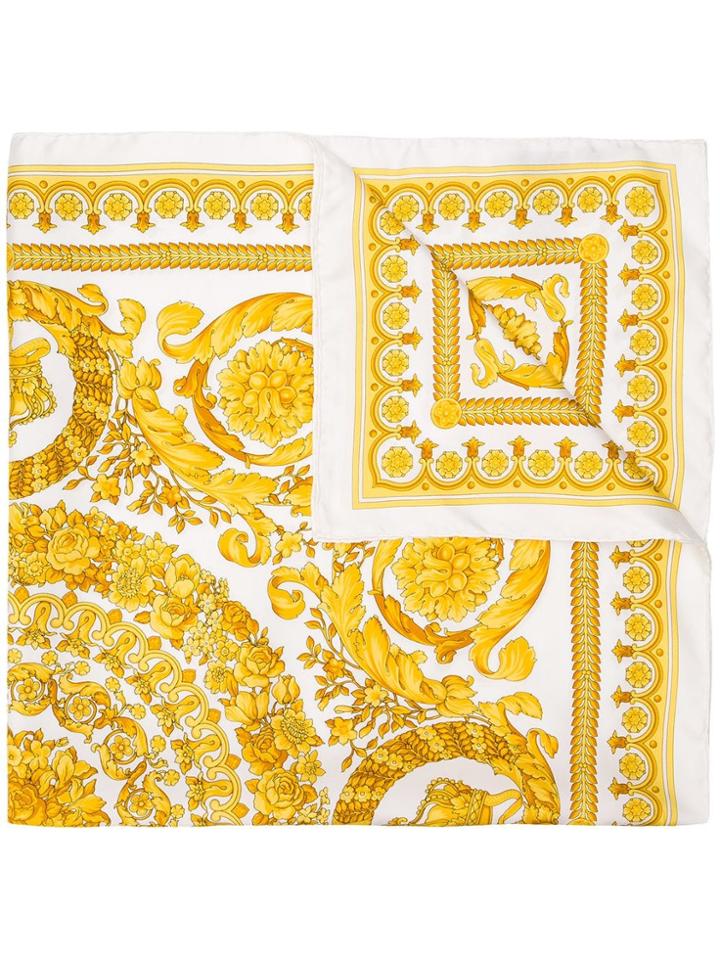 Versace Baroque Fw'91 Silk Scarf - White