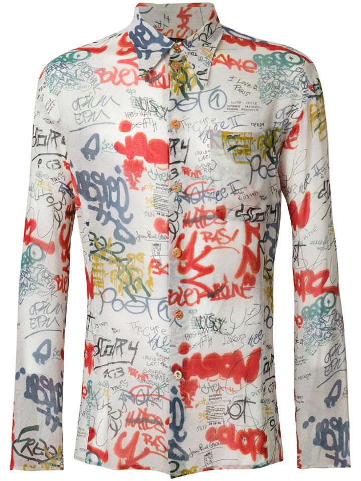Jean Paul Gaultier Vintage Graffiti-print Shirt - Nude & Neutrals
