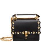Fendi Black Kan I Gold Stud Leather Shoulder Bag