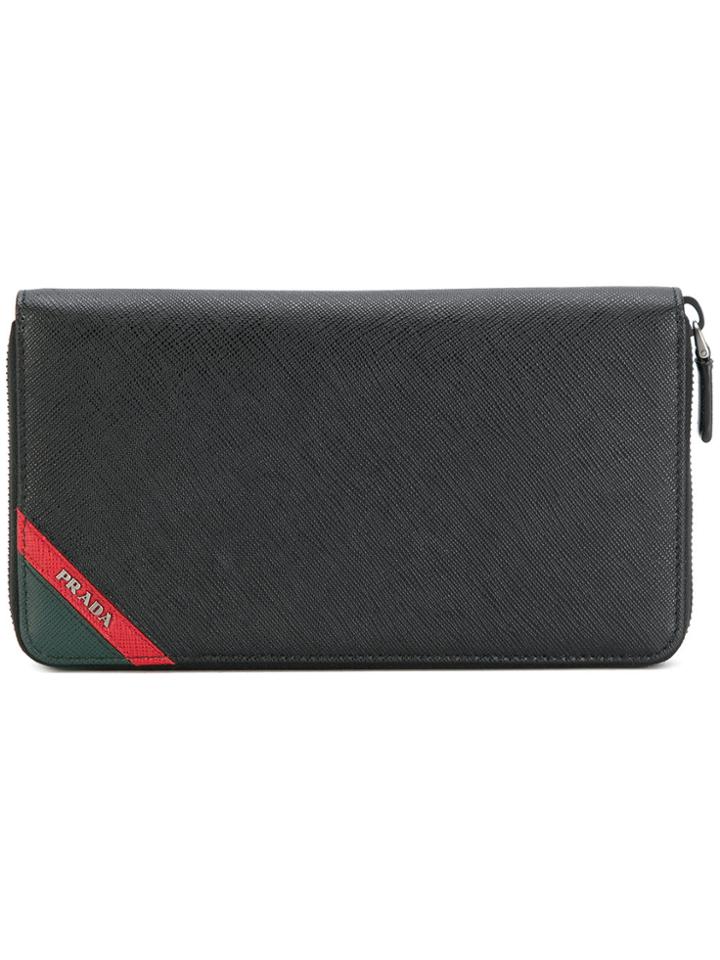 Prada Logo Continental Wallet - Black