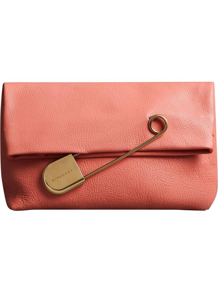 Burberry The Medium Pin Clutch In Leather - Pink & Purple