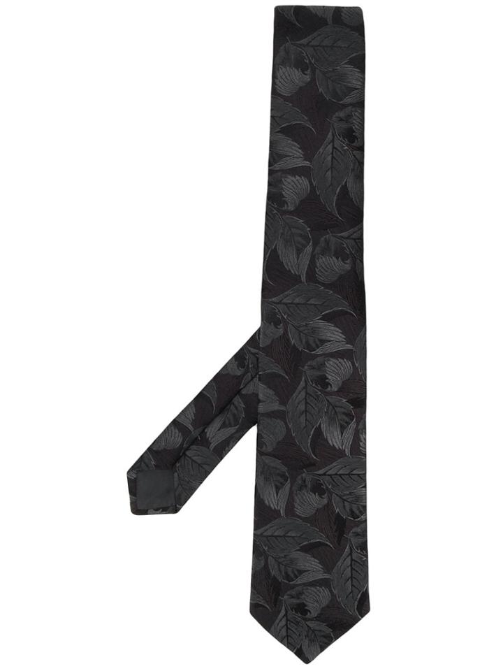 Lanvin Jacquard Leaf Motif Tie - Grey