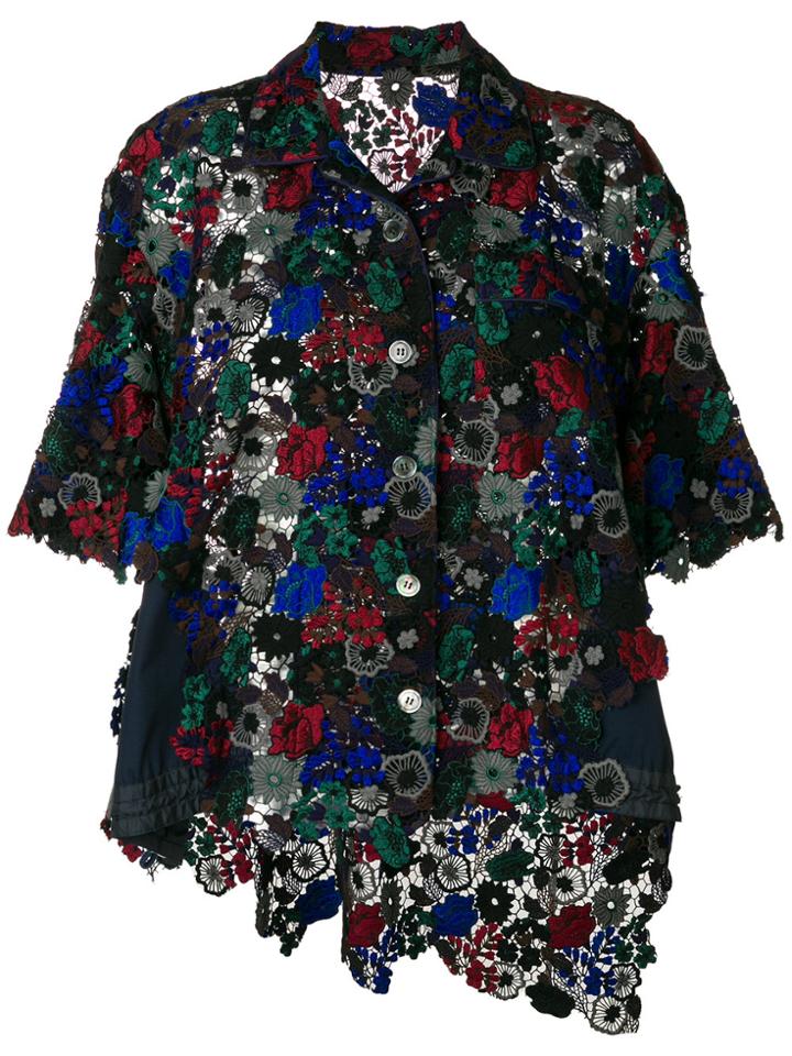 Sacai Flared Lace Jacket - Blue