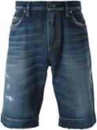Dolce & Gabbana Distressed Denim Shorts, Men's, Size: 48, Blue, Cotton