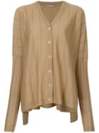 Nehera Pinstriped Drop Shoulder Cardigan - Brown