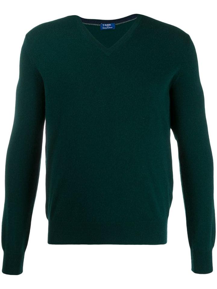 Barba V-neck Jumper - Green