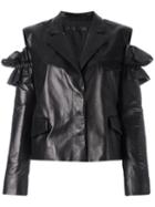 Drome Slit Shoulders Leather Jacket, Women's, Size: Medium, Black, Lamb Skin/acetate/cupro