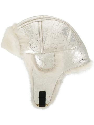 Yves Salomon Accessories Metallic Finish Hat - Silver