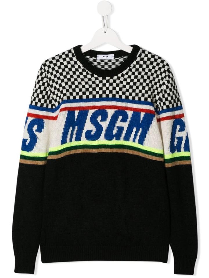 Msgm Kids Teen Logo Knit Jumper - Black