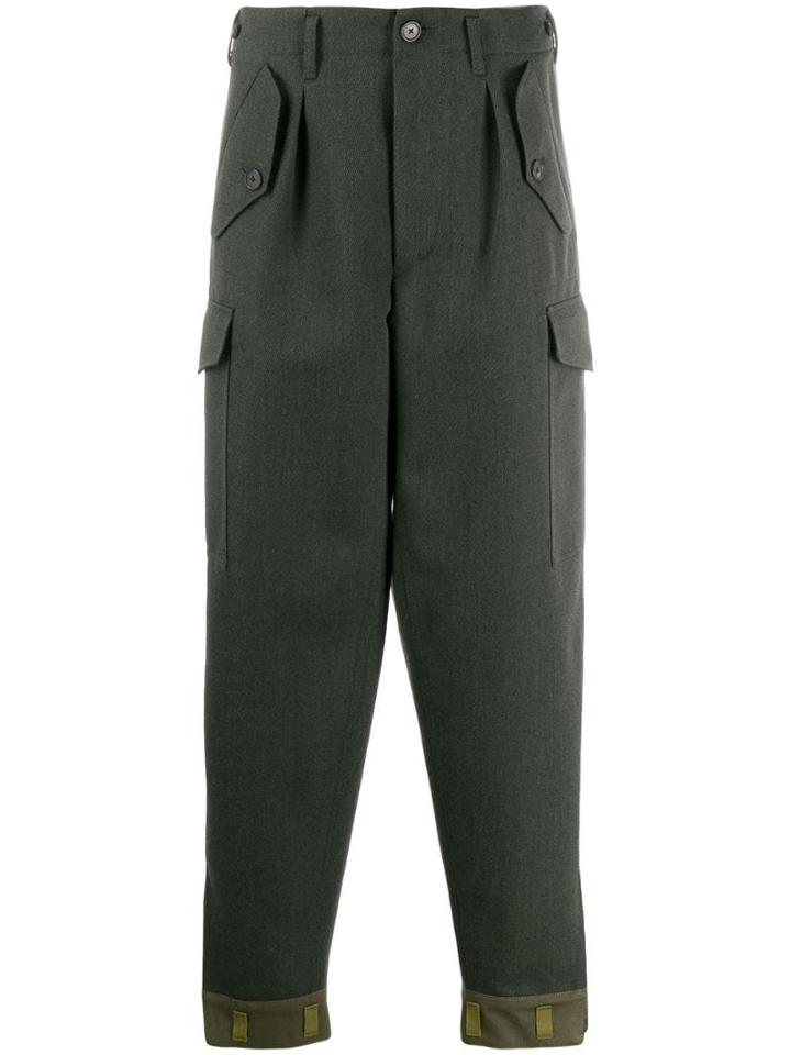 Loewe Contrast Hem Tapered Trousers - Green