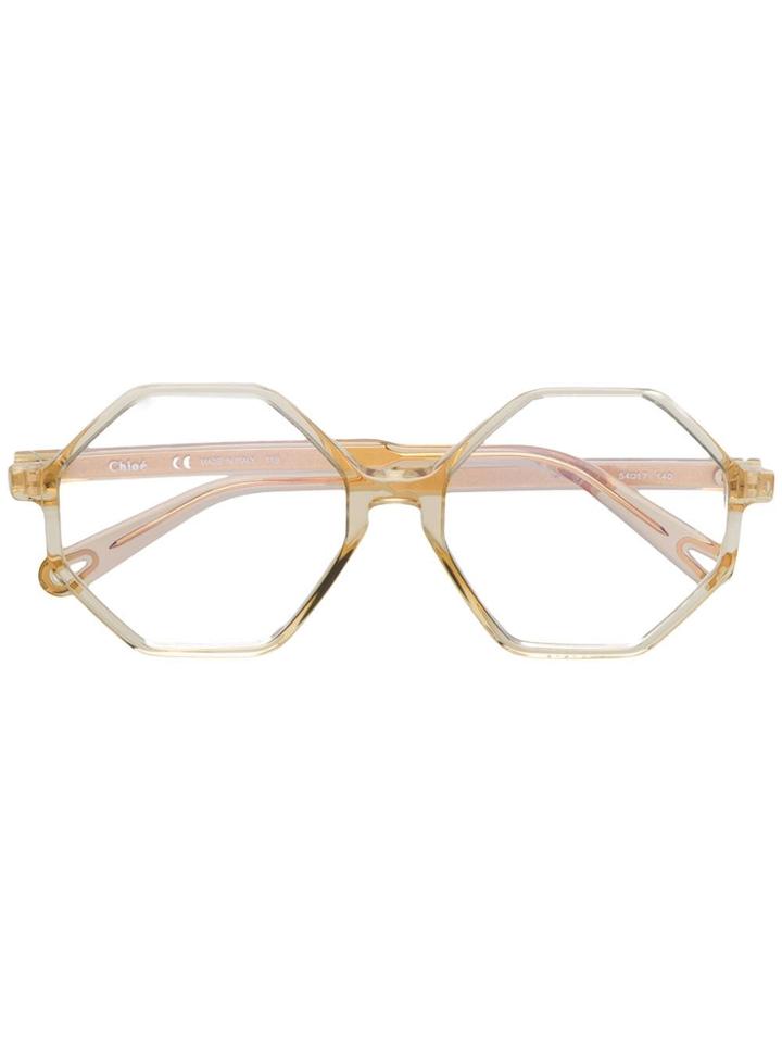 Chloé Eyewear Hexagon-framed Glasses - Gold