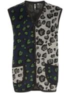 Liam Hodges Sleeveless Leopard Print Wool Blend Vest - Green/blue/grey