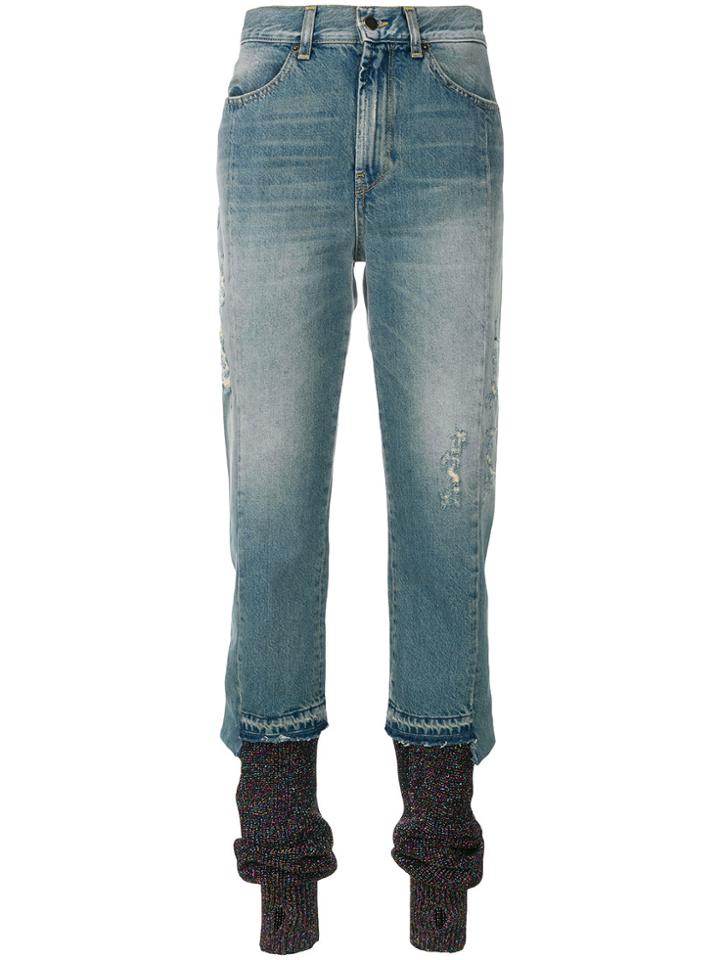 Circus Hotel Layered Bottom Skinny Jeans - Blue