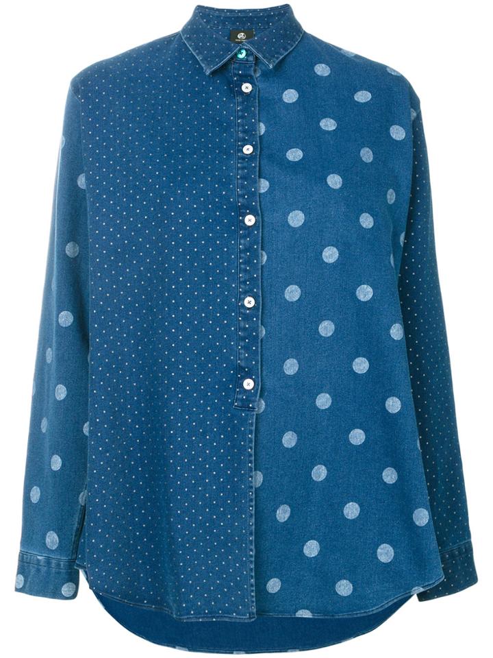 Ps By Paul Smith Contrast Print Denim Shirt - Blue