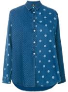 Ps By Paul Smith Contrast Print Denim Shirt - Blue