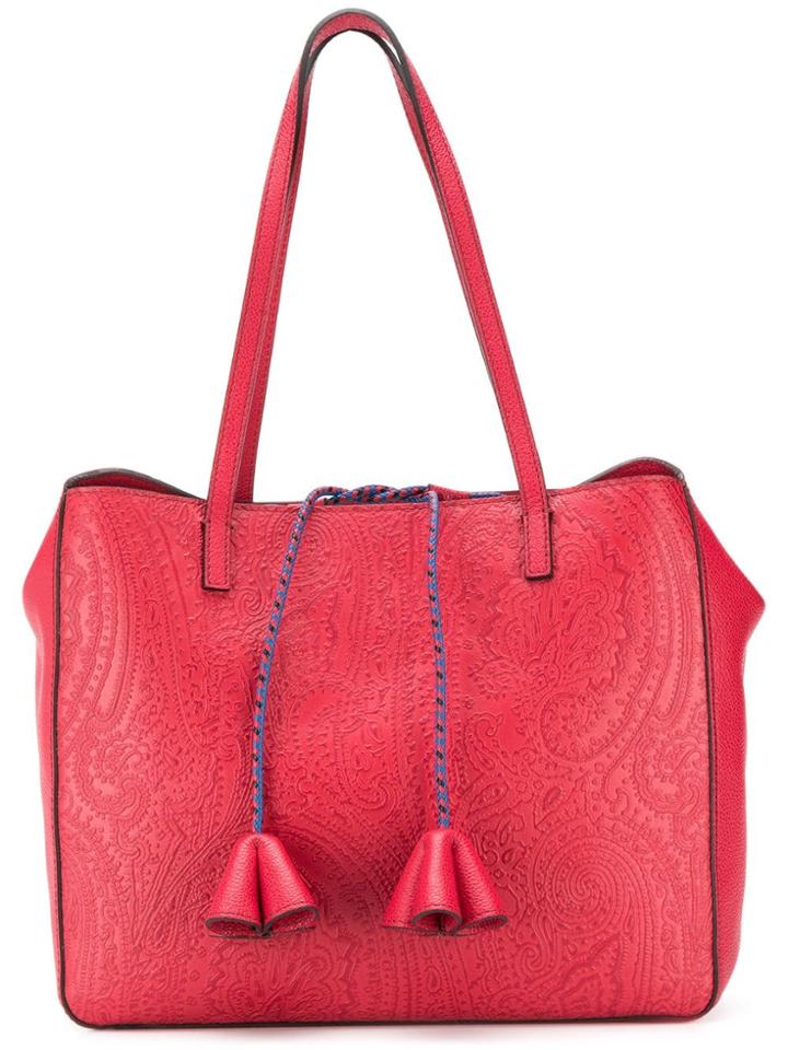 Etro Paisley Embossed Tote - Red