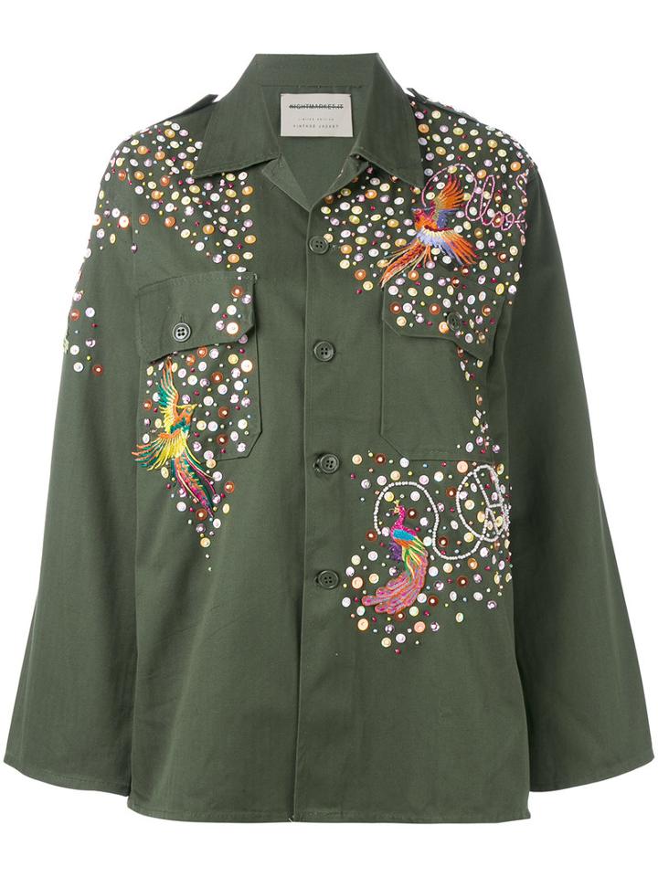 Night Market - Embellished Army Jacket - Women - Cotton/polyester/metal (other)/glass - One Size, Women's, Green, Cotton/polyester/metal (other)/glass