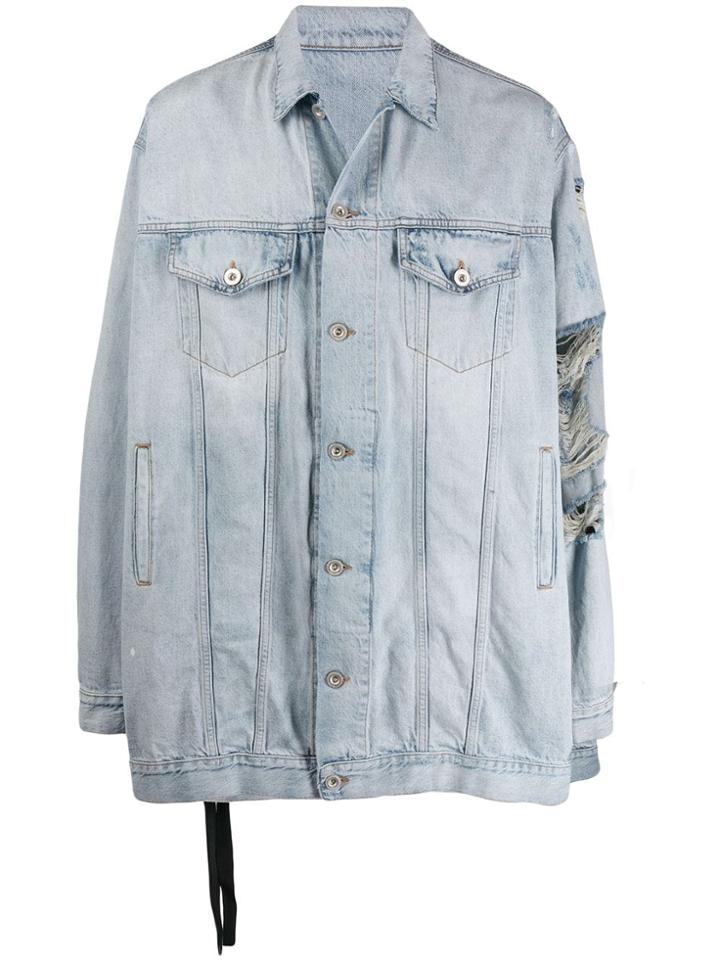 Unravel Project Bleach Distressed Denim Jacket - Blue