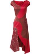 Martha Medeiros Panelled Midi Heli Dress - Red
