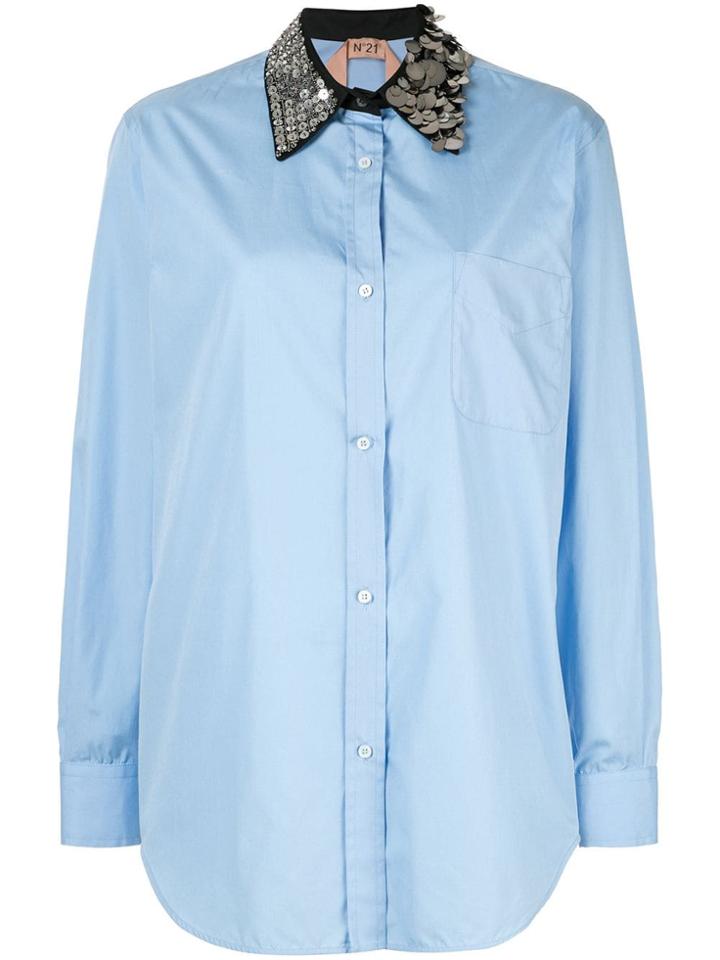Nº21 Sequin Collar Button-up Shirt - Blue
